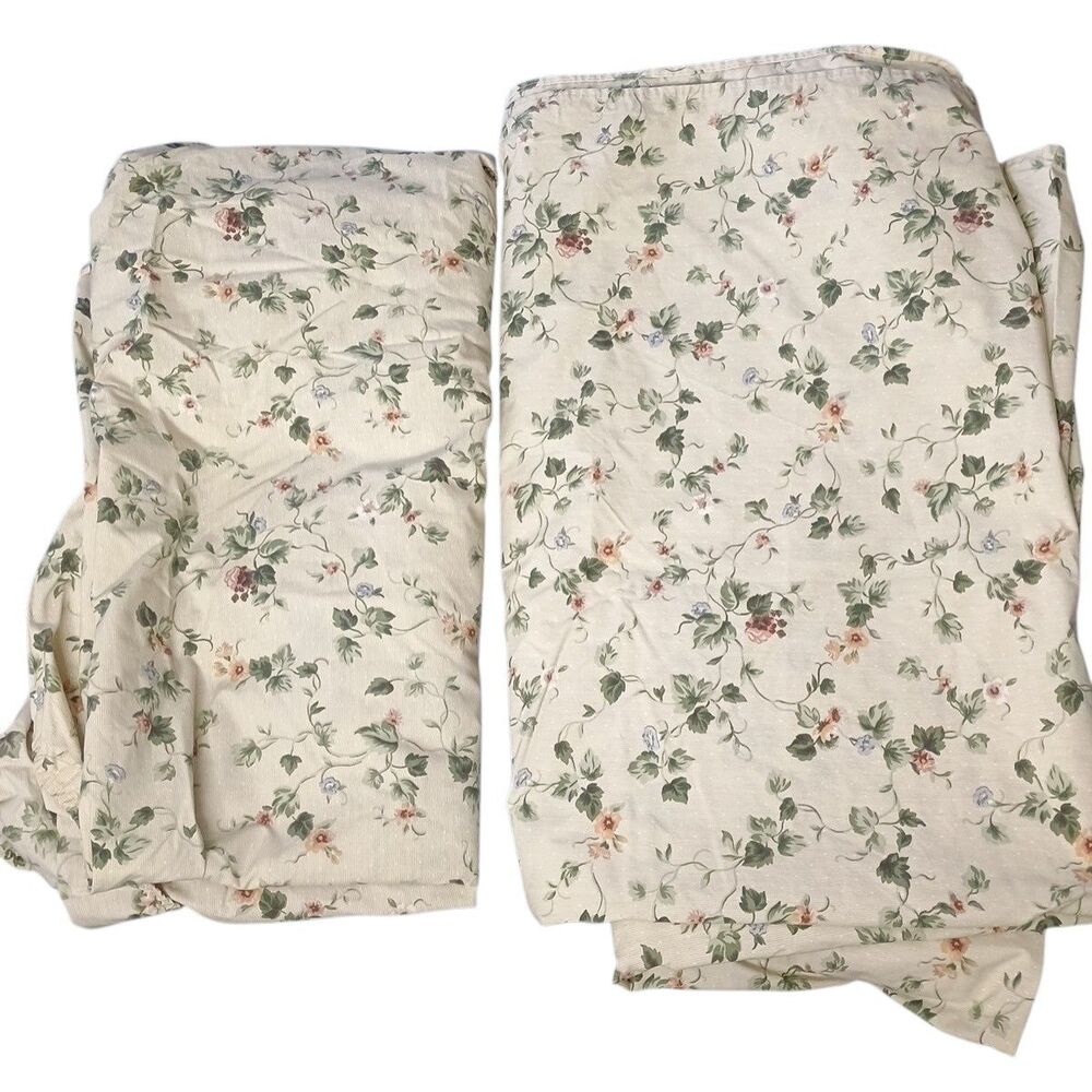 Vintage Sheet Set King Floral Fitted Flat 2pc READ